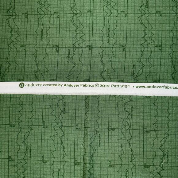 Color Theory Graph in Dark Green by Andover Fabrics - 1/2 Yard - Dark Plots - Picture 5 of 6